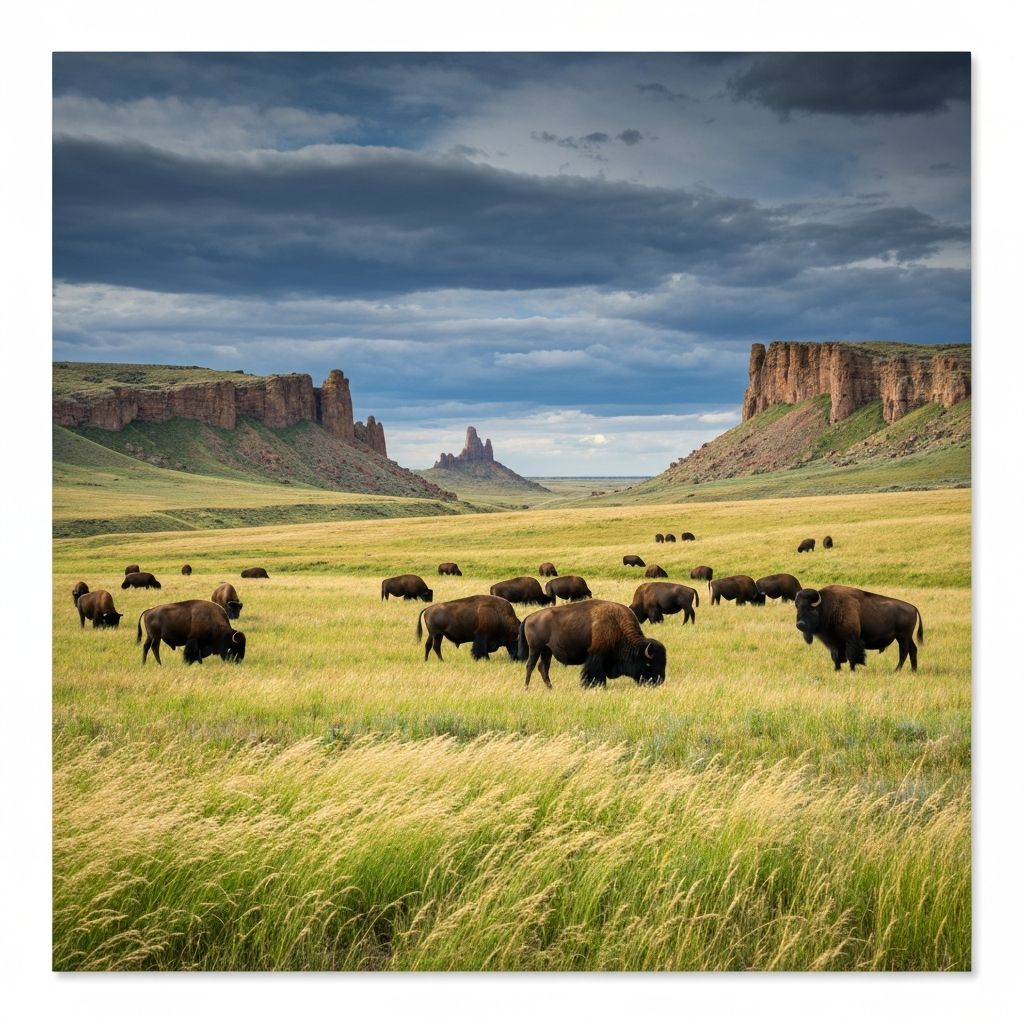 Bison on prairie at Wind Cave